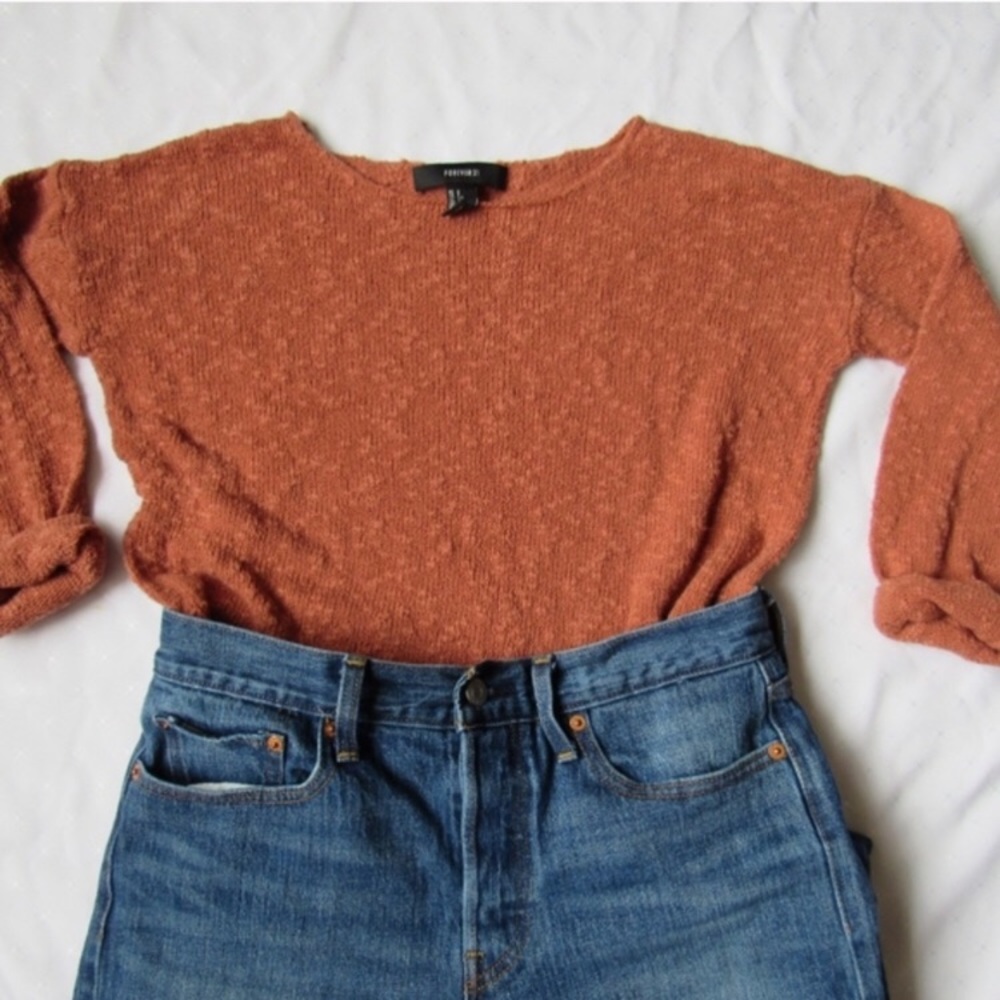 Forever 21 Pumpkin Orange Lightweight Sweater